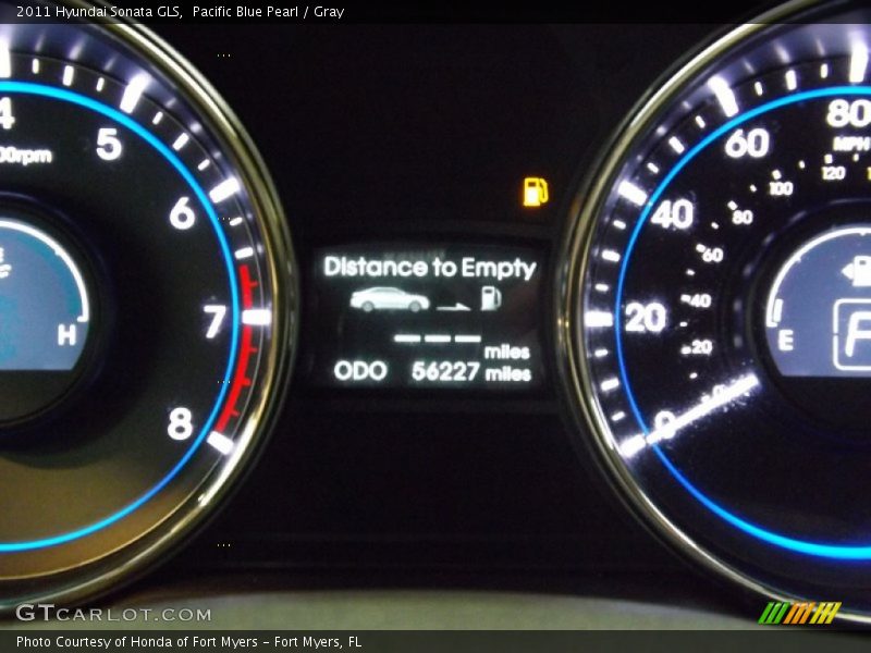 Pacific Blue Pearl / Gray 2011 Hyundai Sonata GLS
