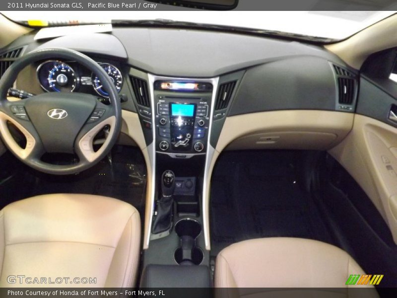 Pacific Blue Pearl / Gray 2011 Hyundai Sonata GLS