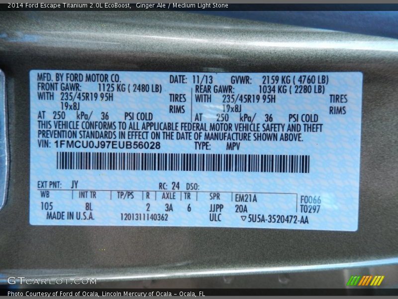 Ginger Ale / Medium Light Stone 2014 Ford Escape Titanium 2.0L EcoBoost