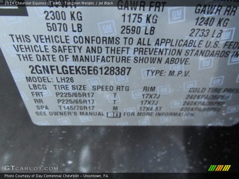 Tungsten Metallic / Jet Black 2014 Chevrolet Equinox LT AWD