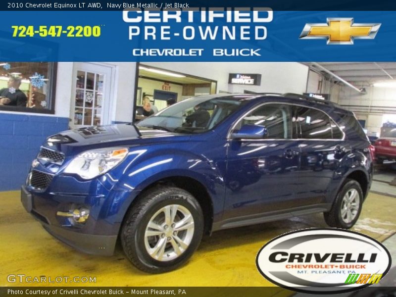 Navy Blue Metallic / Jet Black 2010 Chevrolet Equinox LT AWD