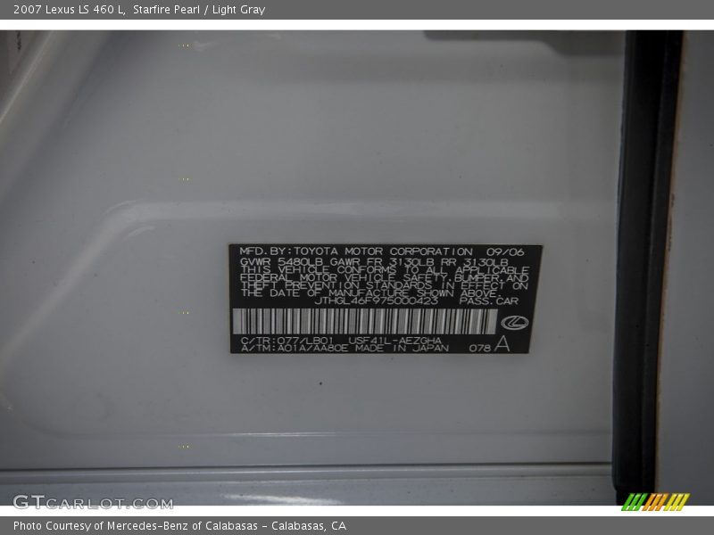 Starfire Pearl / Light Gray 2007 Lexus LS 460 L