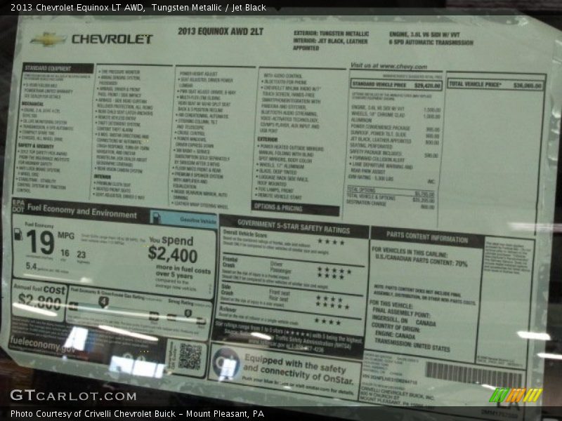 Tungsten Metallic / Jet Black 2013 Chevrolet Equinox LT AWD