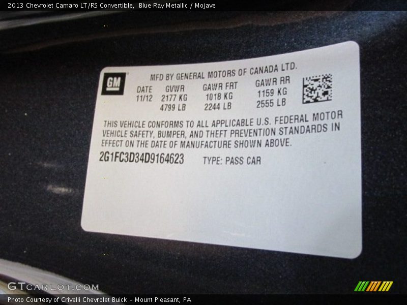 Blue Ray Metallic / Mojave 2013 Chevrolet Camaro LT/RS Convertible