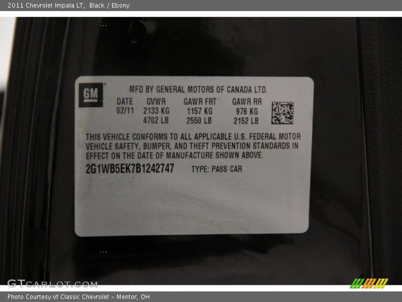 Black / Ebony 2011 Chevrolet Impala LT