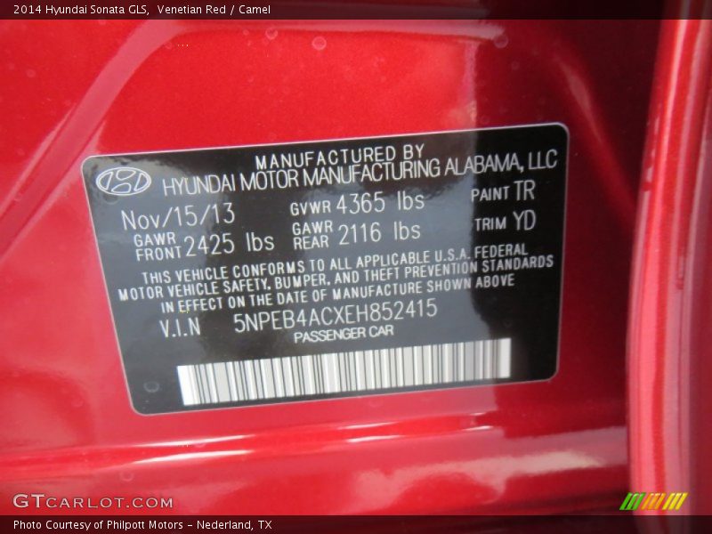 Venetian Red / Camel 2014 Hyundai Sonata GLS