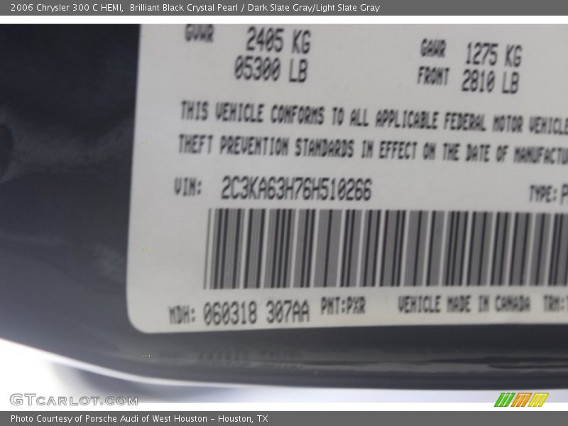 Brilliant Black Crystal Pearl / Dark Slate Gray/Light Slate Gray 2006 Chrysler 300 C HEMI