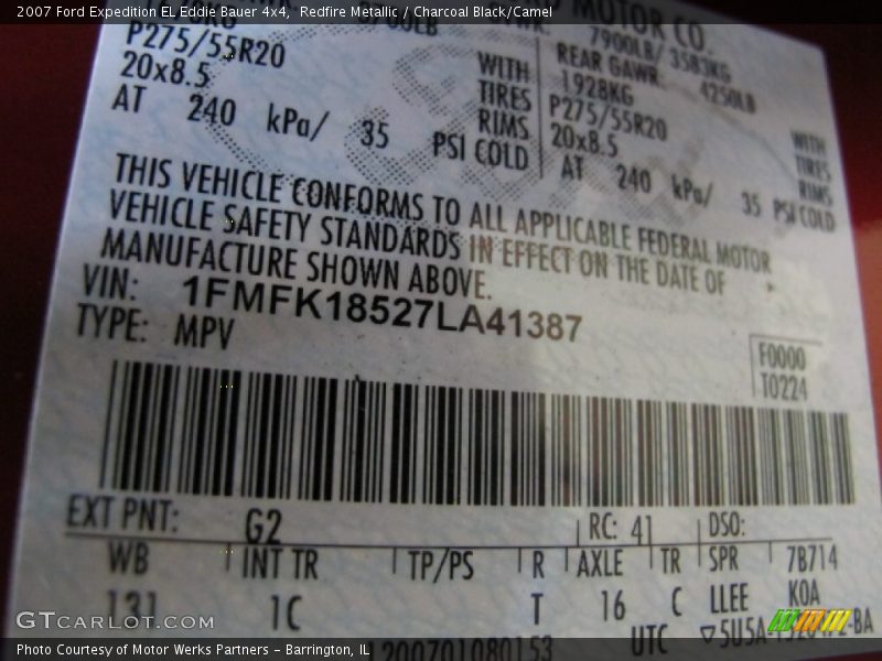 Redfire Metallic / Charcoal Black/Camel 2007 Ford Expedition EL Eddie Bauer 4x4