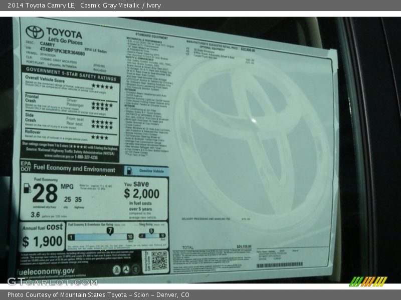 Cosmic Gray Metallic / Ivory 2014 Toyota Camry LE