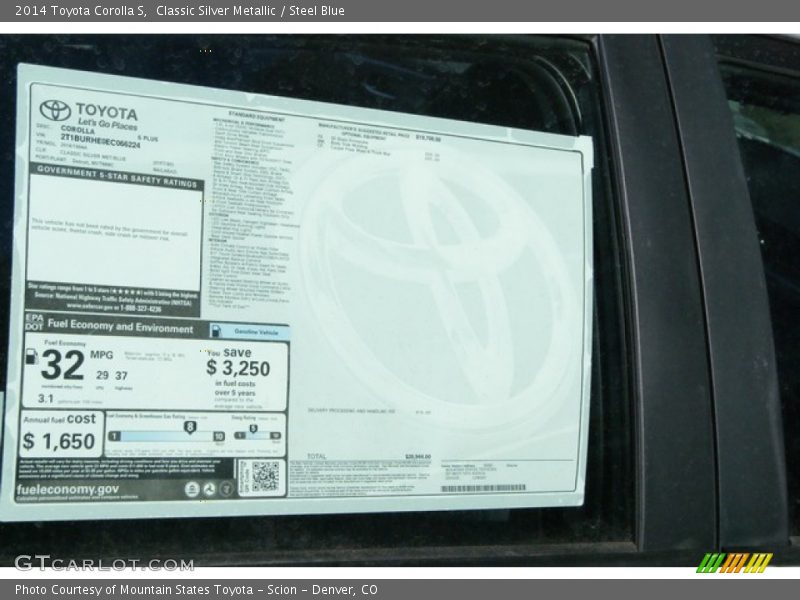 Classic Silver Metallic / Steel Blue 2014 Toyota Corolla S