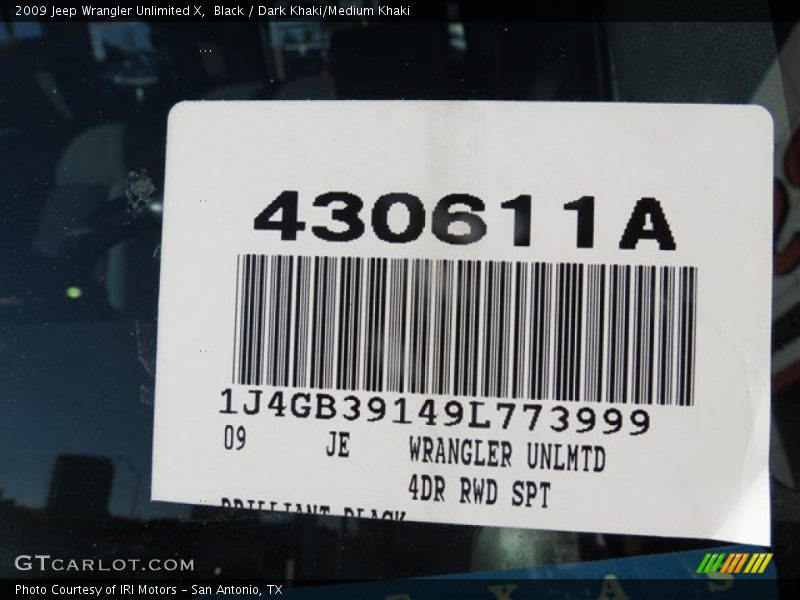 Black / Dark Khaki/Medium Khaki 2009 Jeep Wrangler Unlimited X