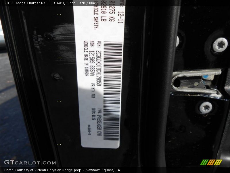 Pitch Black / Black 2012 Dodge Charger R/T Plus AWD