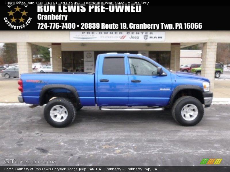 Electric Blue Pearl / Medium Slate Gray 2008 Dodge Ram 1500 TRX4 Quad Cab 4x4