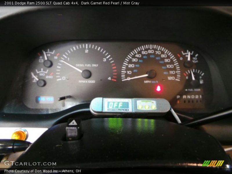 Dark Garnet Red Pearl / Mist Gray 2001 Dodge Ram 2500 SLT Quad Cab 4x4