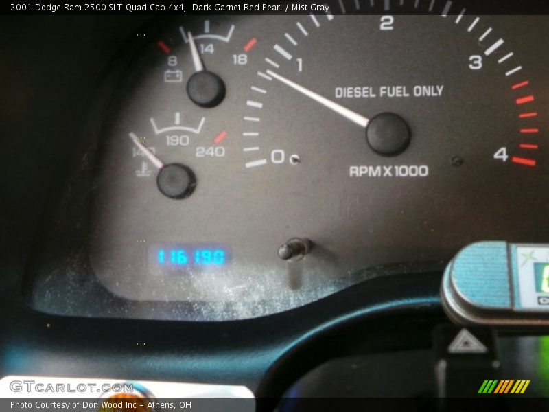 Dark Garnet Red Pearl / Mist Gray 2001 Dodge Ram 2500 SLT Quad Cab 4x4