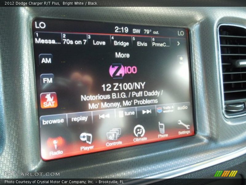 Bright White / Black 2012 Dodge Charger R/T Plus