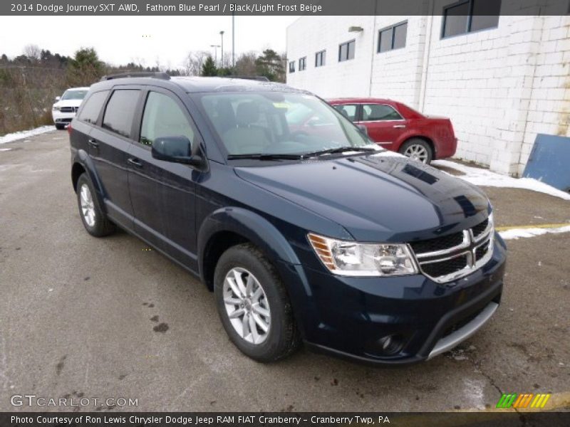 Fathom Blue Pearl / Black/Light Frost Beige 2014 Dodge Journey SXT AWD