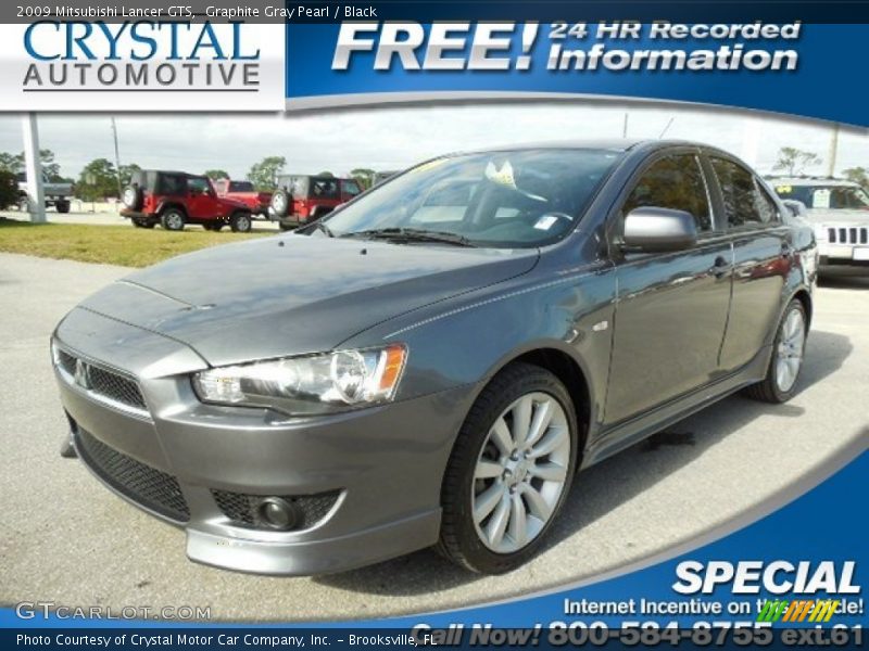 Graphite Gray Pearl / Black 2009 Mitsubishi Lancer GTS