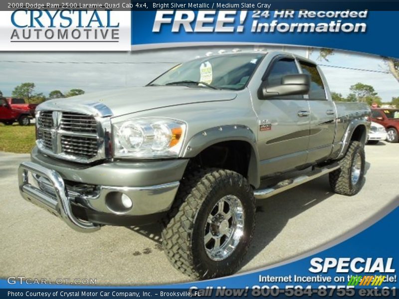 Bright Silver Metallic / Medium Slate Gray 2008 Dodge Ram 2500 Laramie Quad Cab 4x4