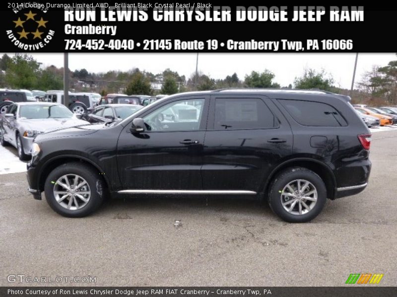 Brilliant Black Crystal Pearl / Black 2014 Dodge Durango Limited AWD