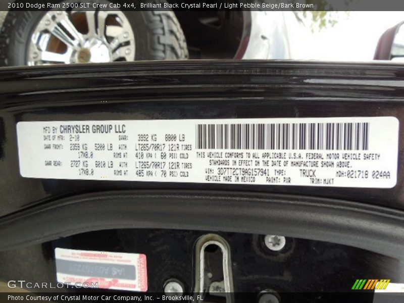 Brilliant Black Crystal Pearl / Light Pebble Beige/Bark Brown 2010 Dodge Ram 2500 SLT Crew Cab 4x4