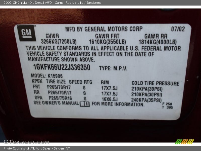 Garnet Red Metallic / Sandstone 2002 GMC Yukon XL Denali AWD