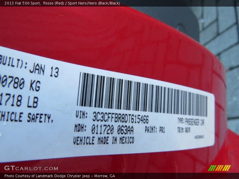 Rosso (Red) / Sport Nero/Nero (Black/Black) 2013 Fiat 500 Sport