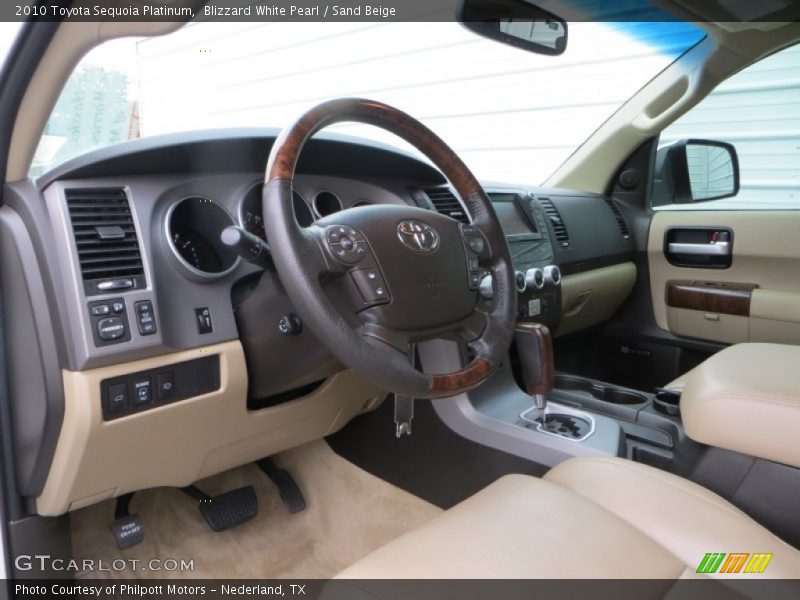 Blizzard White Pearl / Sand Beige 2010 Toyota Sequoia Platinum