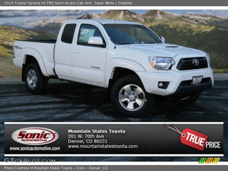 Super White / Graphite 2014 Toyota Tacoma V6 TRD Sport Access Cab 4x4