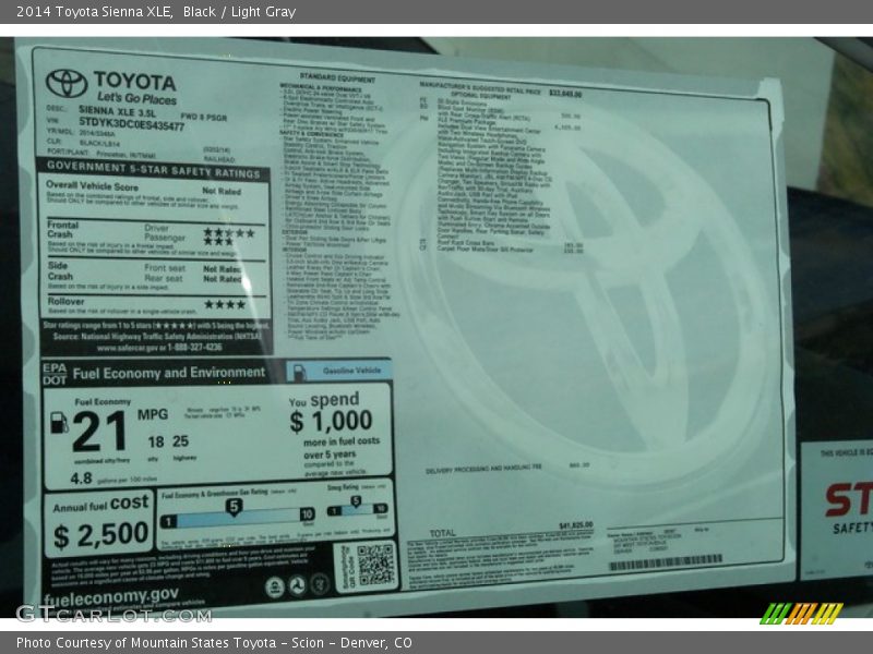 Black / Light Gray 2014 Toyota Sienna XLE