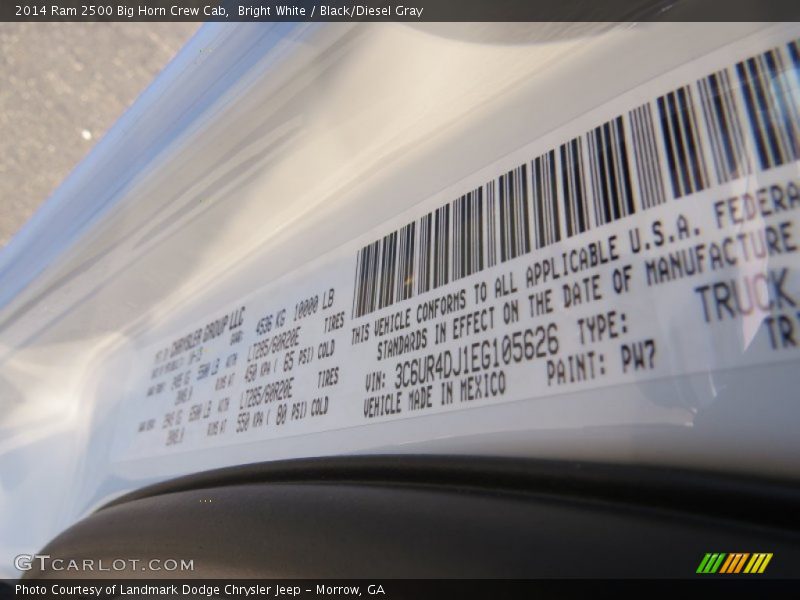 Bright White / Black/Diesel Gray 2014 Ram 2500 Big Horn Crew Cab