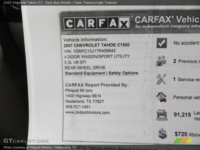 Dark Blue Metallic / Dark Titanium/Light Titanium 2007 Chevrolet Tahoe LTZ