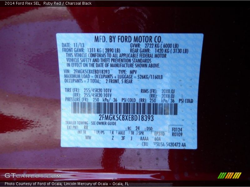 Ruby Red / Charcoal Black 2014 Ford Flex SEL