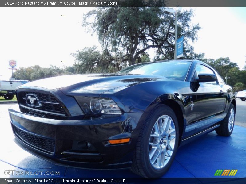Black / Medium Stone 2014 Ford Mustang V6 Premium Coupe