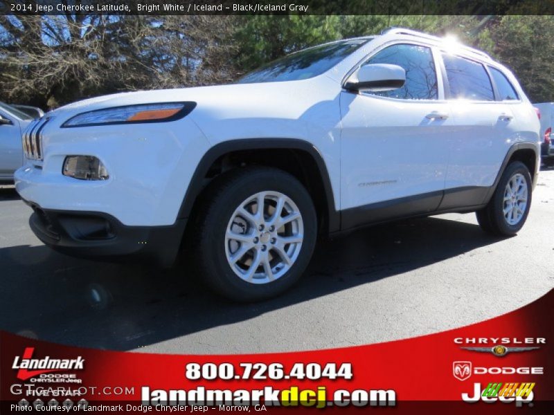 Bright White / Iceland - Black/Iceland Gray 2014 Jeep Cherokee Latitude