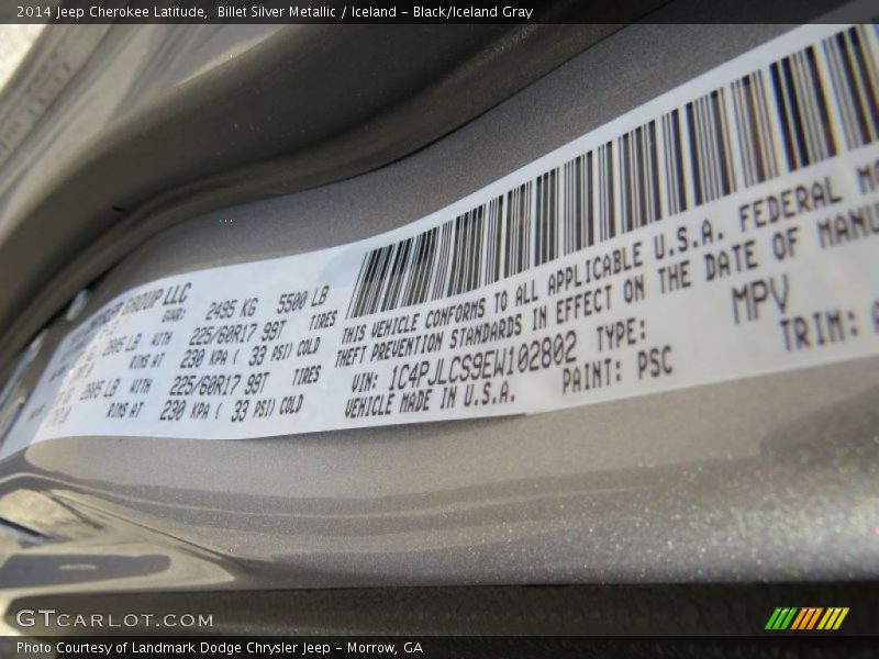 Billet Silver Metallic / Iceland - Black/Iceland Gray 2014 Jeep Cherokee Latitude