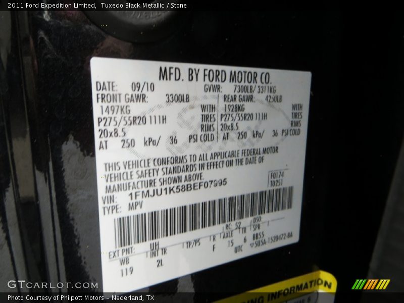 Tuxedo Black Metallic / Stone 2011 Ford Expedition Limited