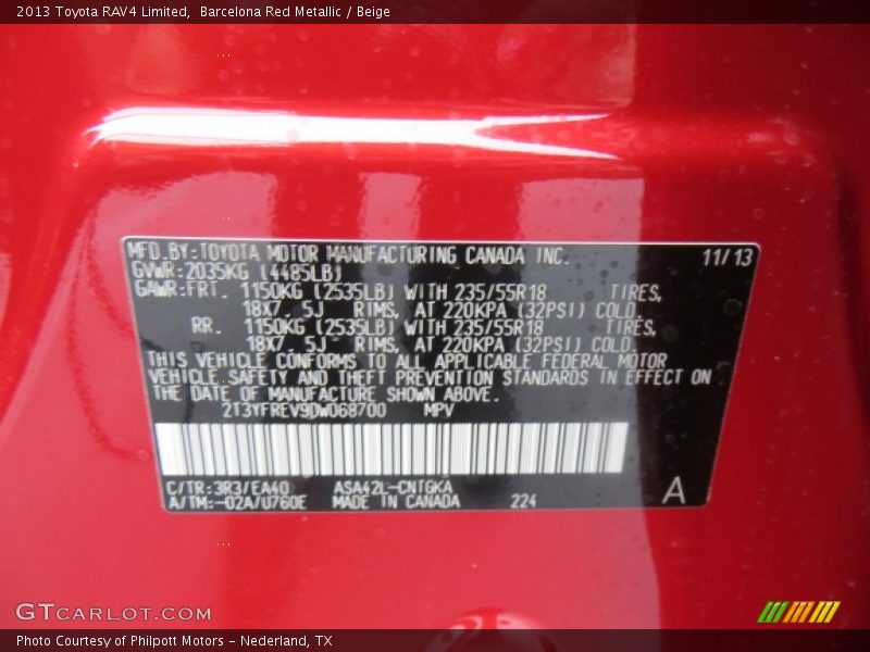 Barcelona Red Metallic / Beige 2013 Toyota RAV4 Limited
