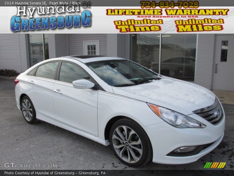 Pearl White / Black 2014 Hyundai Sonata SE