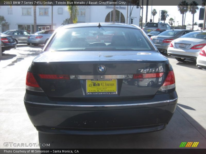 Toledo Blue Metallic / Basalt Grey/Flannel Grey 2003 BMW 7 Series 745Li Sedan