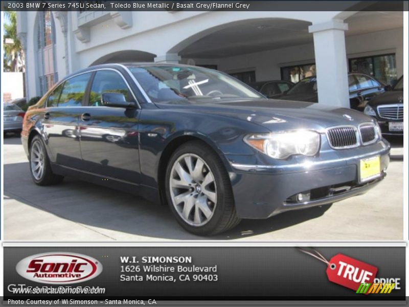 Toledo Blue Metallic / Basalt Grey/Flannel Grey 2003 BMW 7 Series 745Li Sedan