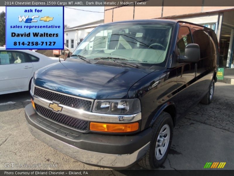 Dark Blue Metallic / Medium Pewter 2014 Chevrolet Express 1500 Cargo WT AWD