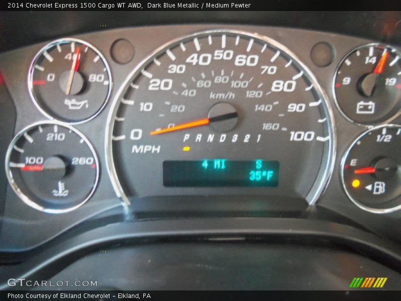 Dark Blue Metallic / Medium Pewter 2014 Chevrolet Express 1500 Cargo WT AWD