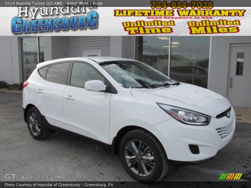 Winter White / Beige 2014 Hyundai Tucson GLS AWD