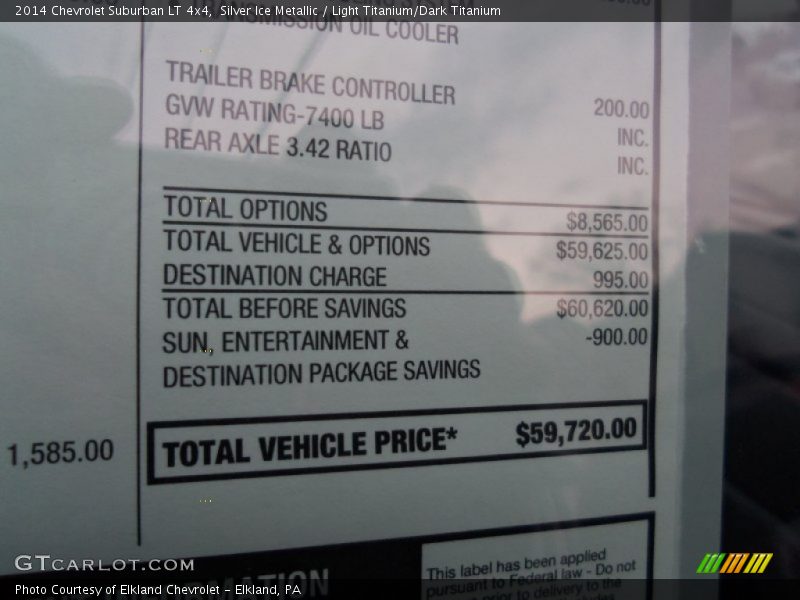 Silver Ice Metallic / Light Titanium/Dark Titanium 2014 Chevrolet Suburban LT 4x4