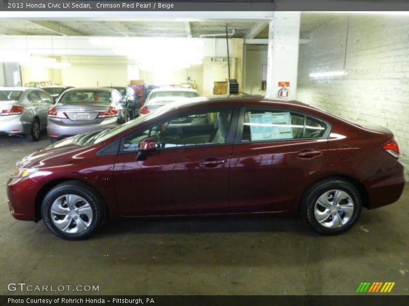 Crimson Red Pearl / Beige 2013 Honda Civic LX Sedan