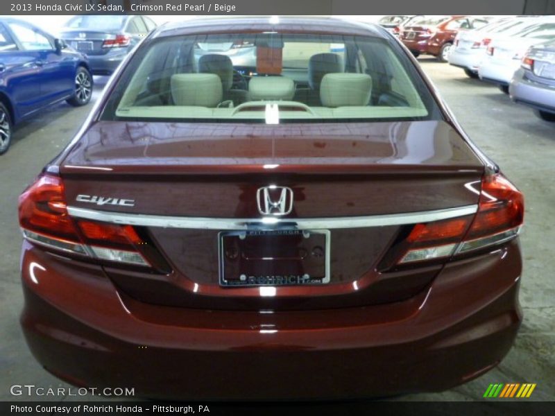 Crimson Red Pearl / Beige 2013 Honda Civic LX Sedan