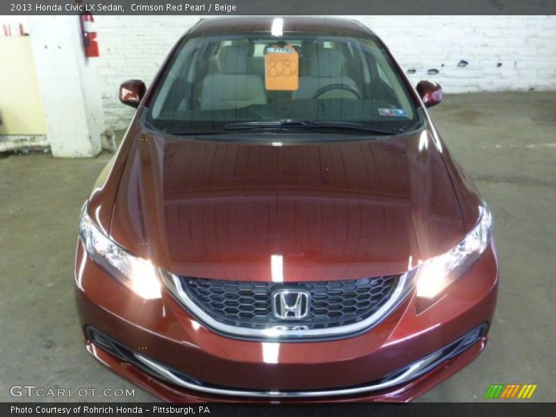 Crimson Red Pearl / Beige 2013 Honda Civic LX Sedan