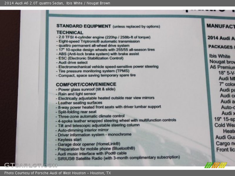 Ibis White / Nougat Brown 2014 Audi A6 2.0T quattro Sedan
