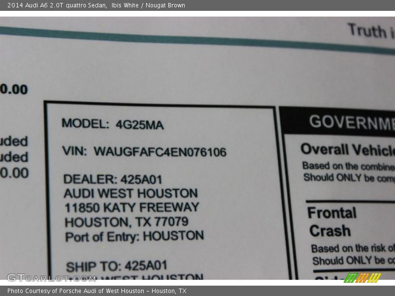 Ibis White / Nougat Brown 2014 Audi A6 2.0T quattro Sedan